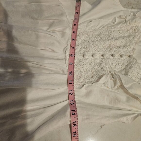 Free People Dress Medium Half Moon Embroidered White Ruffle Lace Cottagecore - Picture 10 of 13